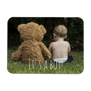 Magnet Flexible Petit garçon et ours personnalisé