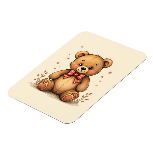 Magnet Flexible Petit ours brun mignon adorable avec cravate (Côté Gauche)