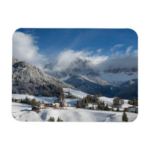 Magnet Flexible Petit village avec les montagnes des Dolomites dan