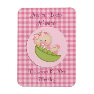 Magnet Flexible Petite fille personnalisée dans un Faire-part rose