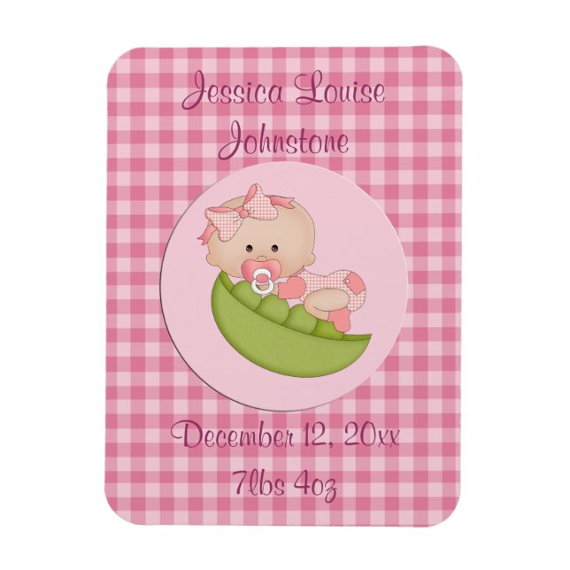 Magnet Flexible Petite fille personnalisée dans un Faire-part rose (Vertical)