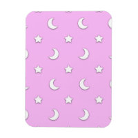 Petites étoiles blanches et lunes sur fond rose