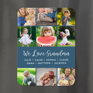 Magnet Flexible Petits-enfants personnalisés Noms 9 Photo Collage