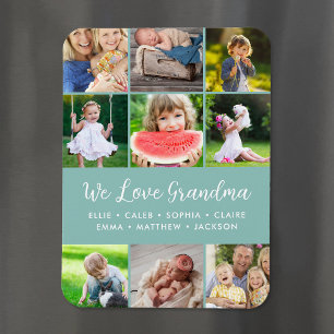 Magnet Flexible Petits-enfants personnalisés Noms 9 Photo Collage