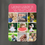 Magnet Flexible Petits-enfants personnalisés Noms Instagram 9 Phot<br><div class="desc">Magnets photo imprimés personnalisés personnalisés avec vos photos de famille et texte. Ajoutez les noms de vos petits-enfants ou d'autres textes personnalisés avec de l'espace pour 9 photos Instagram carrés. Utilisez les outils de conception pour choisir n'importe quelle couleur arrière - plan, ajouter plus de photos et modifier les polices...</div>