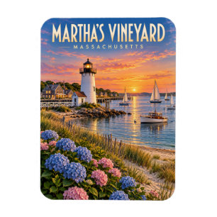 Magnet Flexible Phare de Martha's Vineyard au coucher du soleil Ma