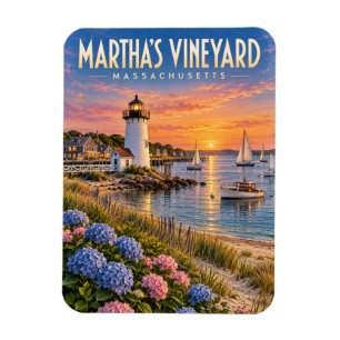 Magnet Flexible Phare de Martha's Vineyard au coucher du soleil Ma
