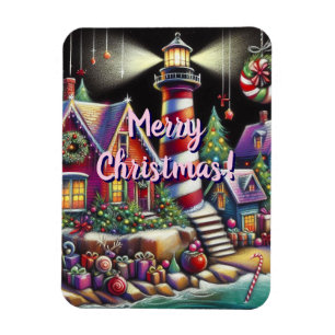 Magnet Flexible Phare de Noël Whimsical Rouge rose violet