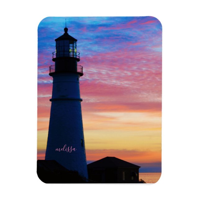 Magnet Flexible Phare de Portland Head Pink Sunrise Maine (Vertical)