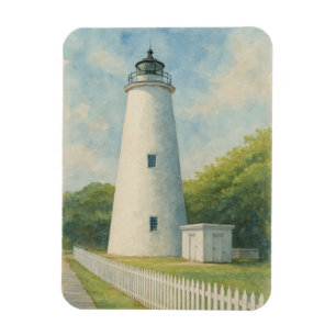 Magnet Flexible Phare d'Ocracoke à l'aquarelle