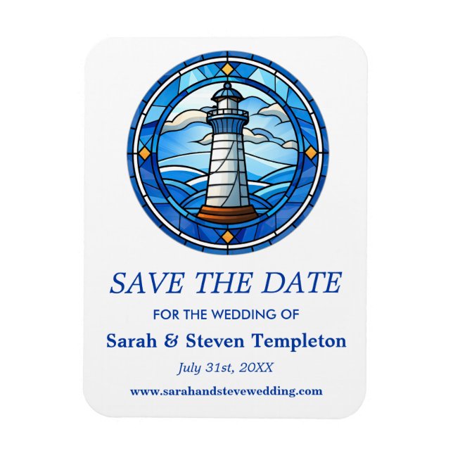 Magnet Flexible Phare Voile Nautique Mariage Enregistrer La Date (Vertical)