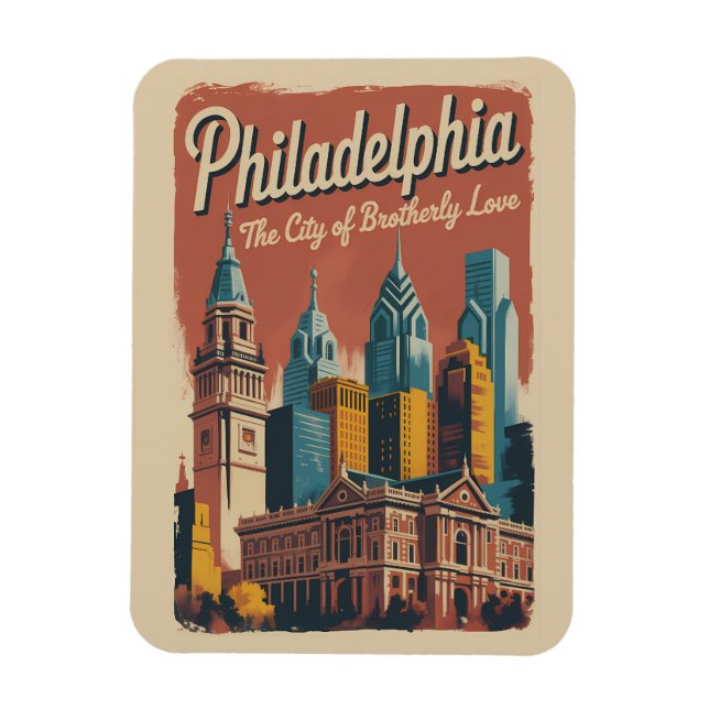 Magnet Flexible Philadelphia Pennsylvania Illustration Travel Art (Vertical)