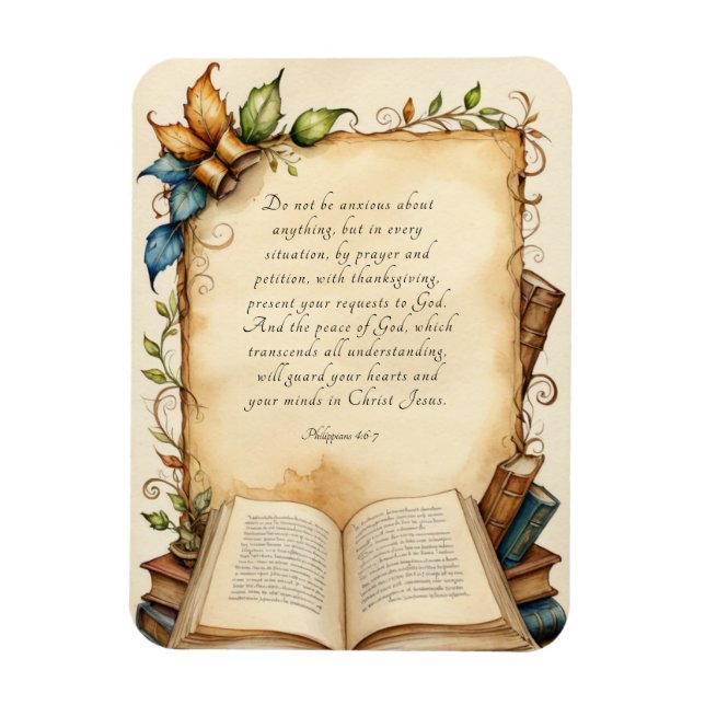 Magnet Flexible Philippiens 4:6-7 Bible chrétienne Verse Art (Vertical)