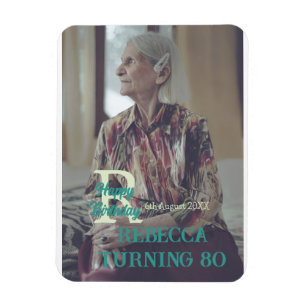 Magnet Flexible Photo 80e anniversaire ajouter nom date moderne ve