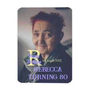 Magnet Flexible Photo 80e anniversaire ajouter nom date moderne vi