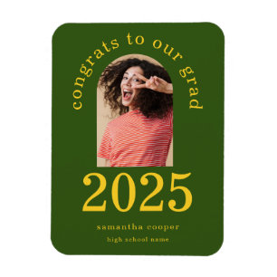 Magnet Flexible Photo Arc moderne 2024 Grad Green Faire-part