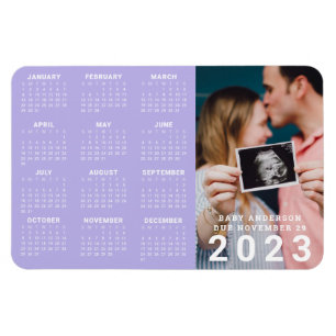 Magnet Flexible Photo Baby Announcement Due in 2023 Calendar