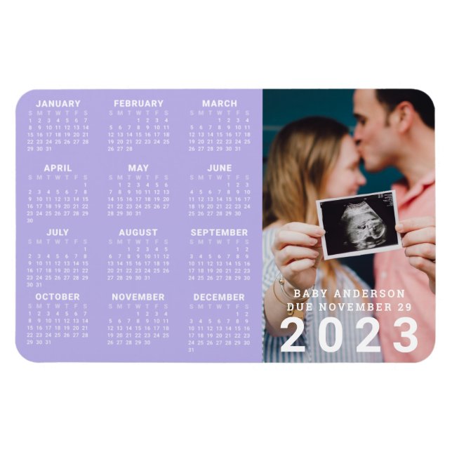 Magnet Flexible Photo Baby Faire-part due dans le calendrier 2023 (Horizontal)