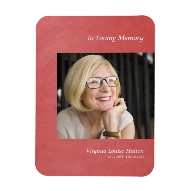 Magnet Flexible Photo Cher un souvenir léger rouge Faux effet méta (Vertical)