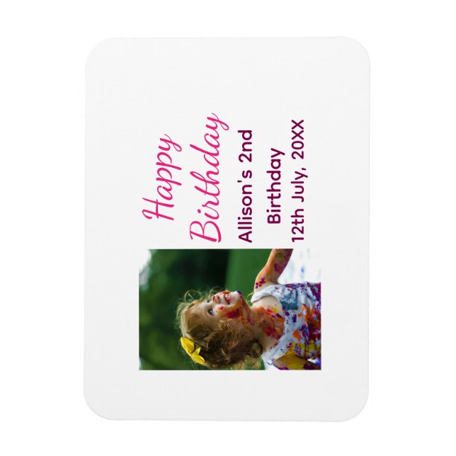Magnet Flexible Photo classique moderne ajouter nom date joyeux an (Vertical)