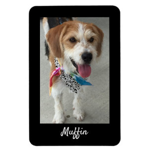 Magnet Flexible Photo d'animal ou photo d'enfant & nom, Noir