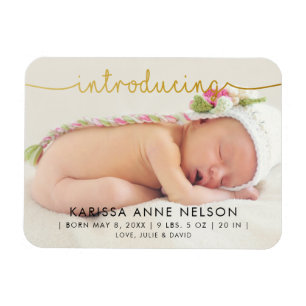 Magnet Flexible photo d'annonce de naissance avec lettrage main do