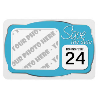 Magnet Flexible Photo & Date Bleu clair "Enregistrer la date" 4x6