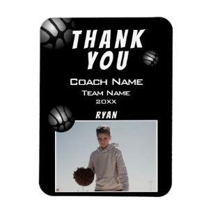 Magnet Flexible Photo de ballon de basket moderne Merci Coach