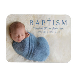 Magnet Flexible Photo de baptême de garçon avec croix religieuse b