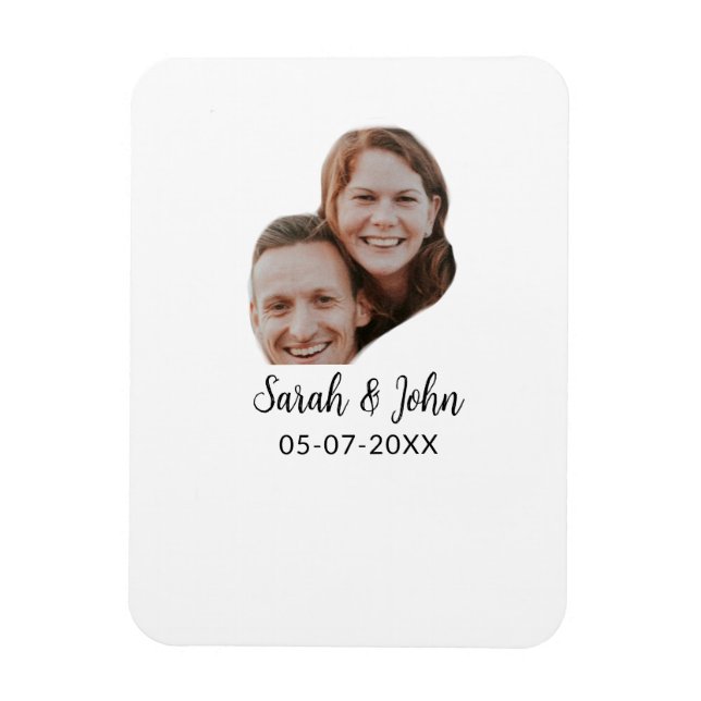 Magnet Flexible Photo de couple avec nom et date simple mariage  (Vertical)