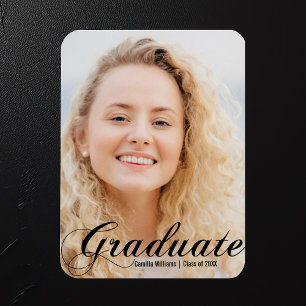 Magnet Flexible Photo de diplômé élégant avec écriture florale noi