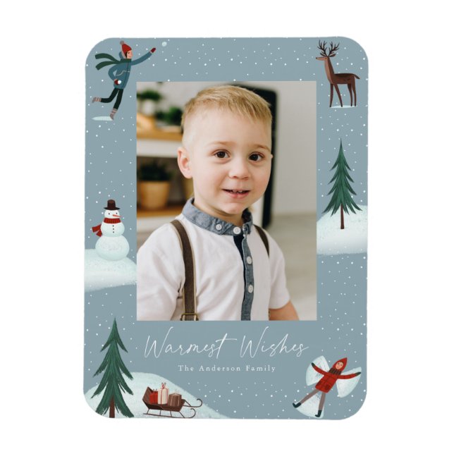 Magnet Flexible Photo de Falling Snow Whimsical Holiday (Vertical)