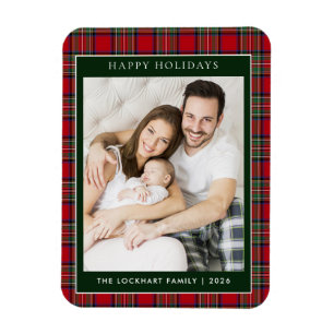 Magnet Flexible Photo de famille à carreaux Tartan Joyeux Noël