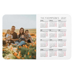 Magnet Flexible Photo de famille Calendrier 2026 12 Mois Monogramm