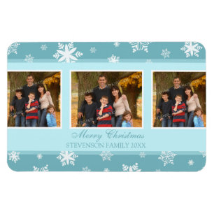 Magnet Flexible Photo de famille Magnat de Noël Turquoise Neige bl