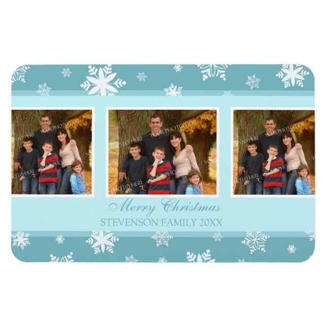 Magnet Flexible Photo de famille Magnat de Noël Turquoise Neige bl (Horizontal)