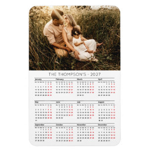 Magnet Flexible Photo de famille moderne Calendrier 2027 12 Mois