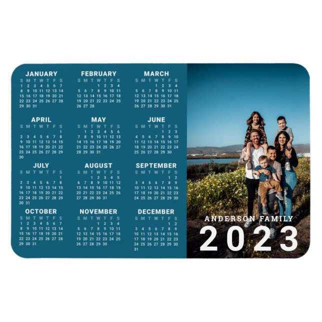 Magnet Flexible Photo de famille personnalisée Calendrier 2023 (Horizontal)