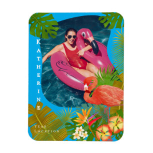 Magnet Flexible Photo de flamant rose tropical bleu
