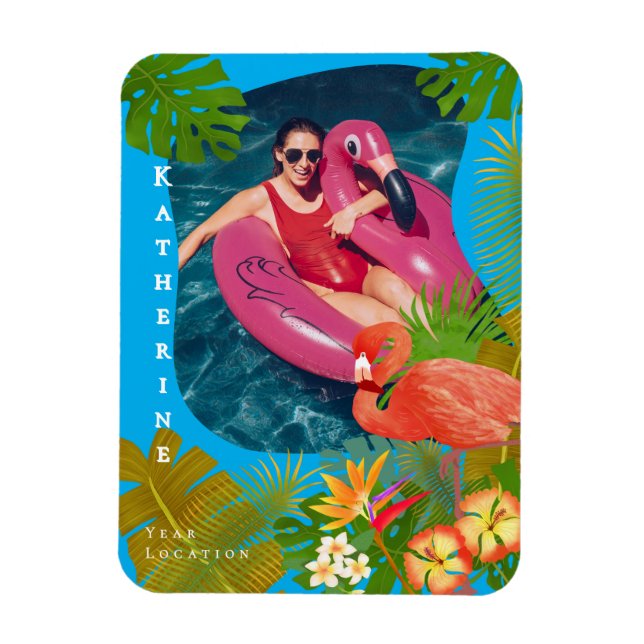 Magnet Flexible Photo de flamant rose tropical bleu (Vertical)