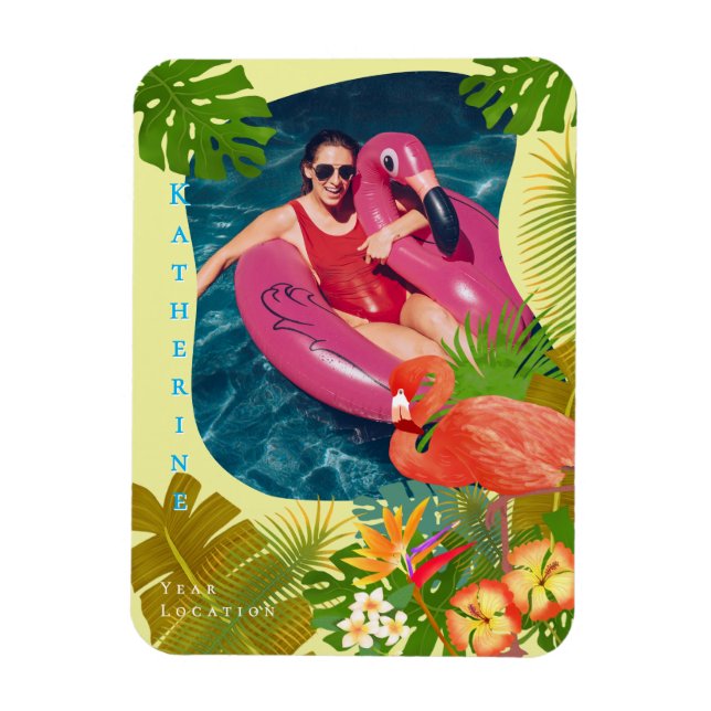 Magnet Flexible Photo de flamant rose tropical jaune (Vertical)