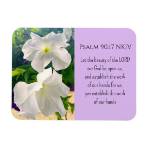 Magnet Flexible Photo de Fleur Blanche Bible Verse La Bénédiction