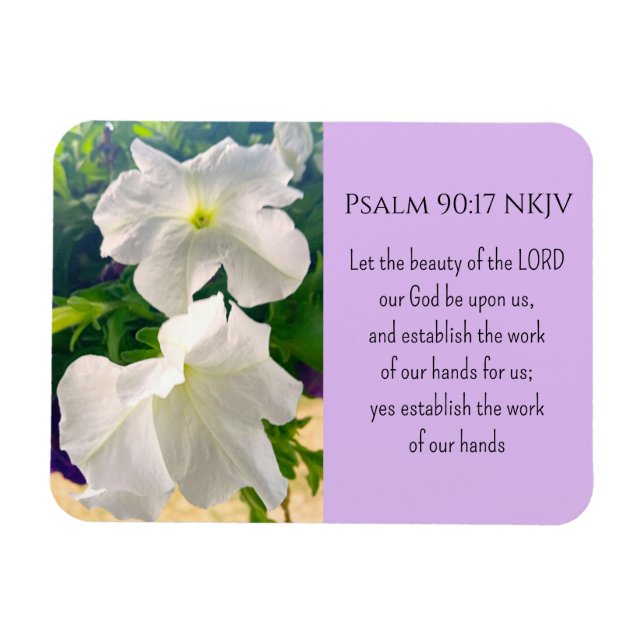 Magnet Flexible Photo de Fleur Blanche Bible Verse La Bénédiction  (Horizontal)