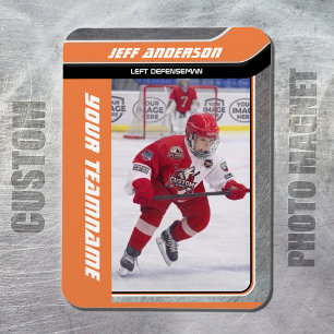 Magnet Flexible Photo de hockey sur glace en métal orange