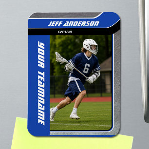 Magnet Flexible Photo de joueur de crosse en métal bleu