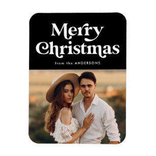 Magnet Flexible Photo de Joyeux Noël en typographie Rétro Noir