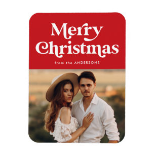 Magnet Flexible Photo de Joyeux Noël en typographie rétro rouge