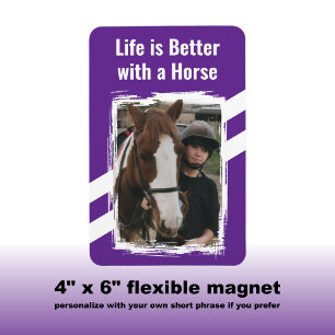 Magnet Flexible Photo de l'amant du cheval blanc violet
