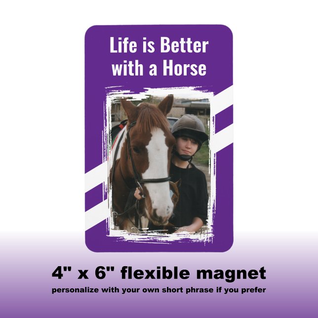 Magnet Flexible Photo de l'amant du cheval blanc violet (Créateur téléchargé)