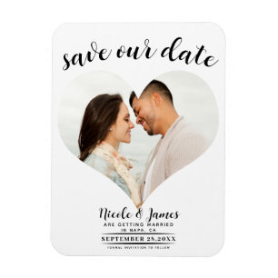 Magnet Flexible Photo de mariage à cœur blanc pour la date d'enreg